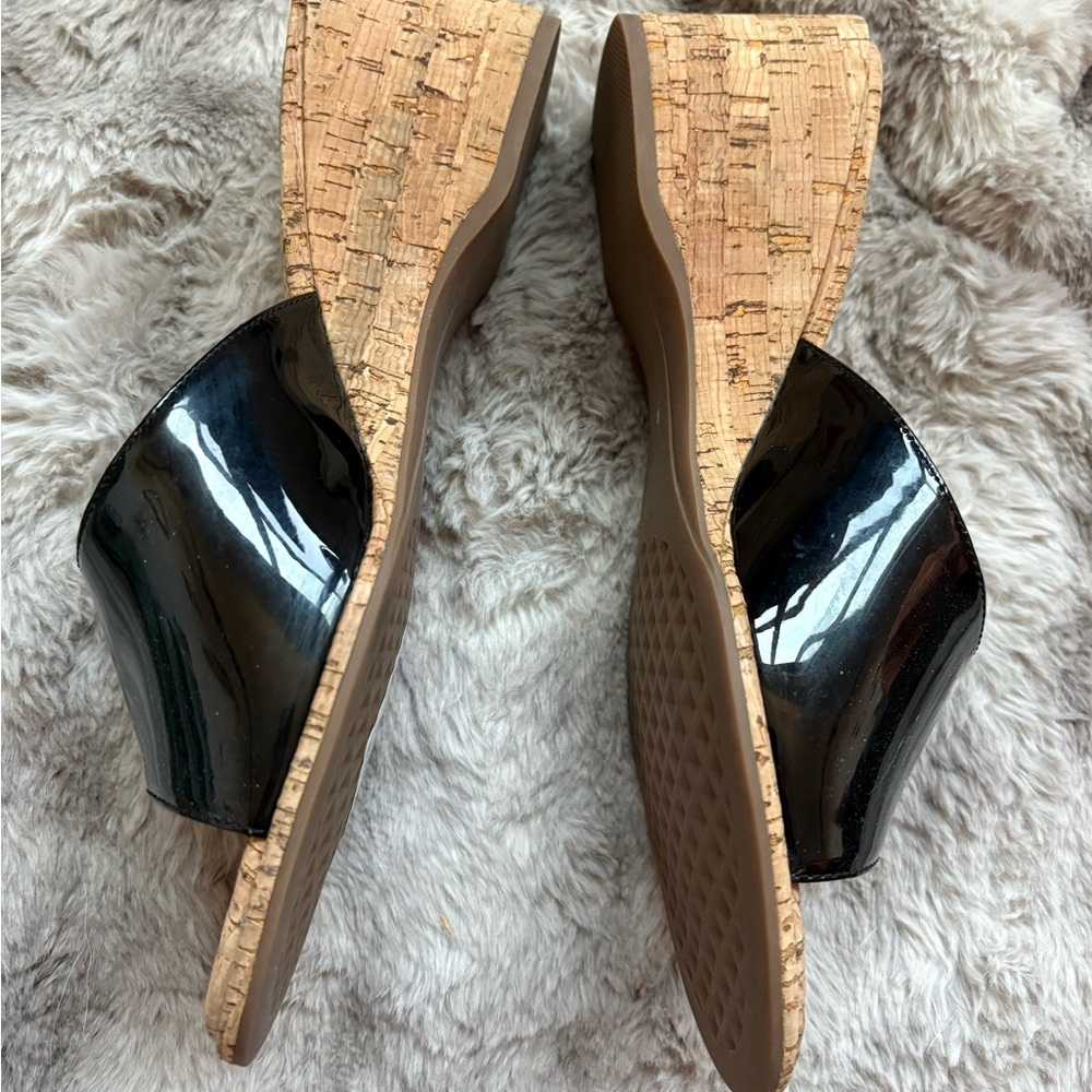 AEROSOLES Black Patent Wedge Sandals - Picture 3 of 6